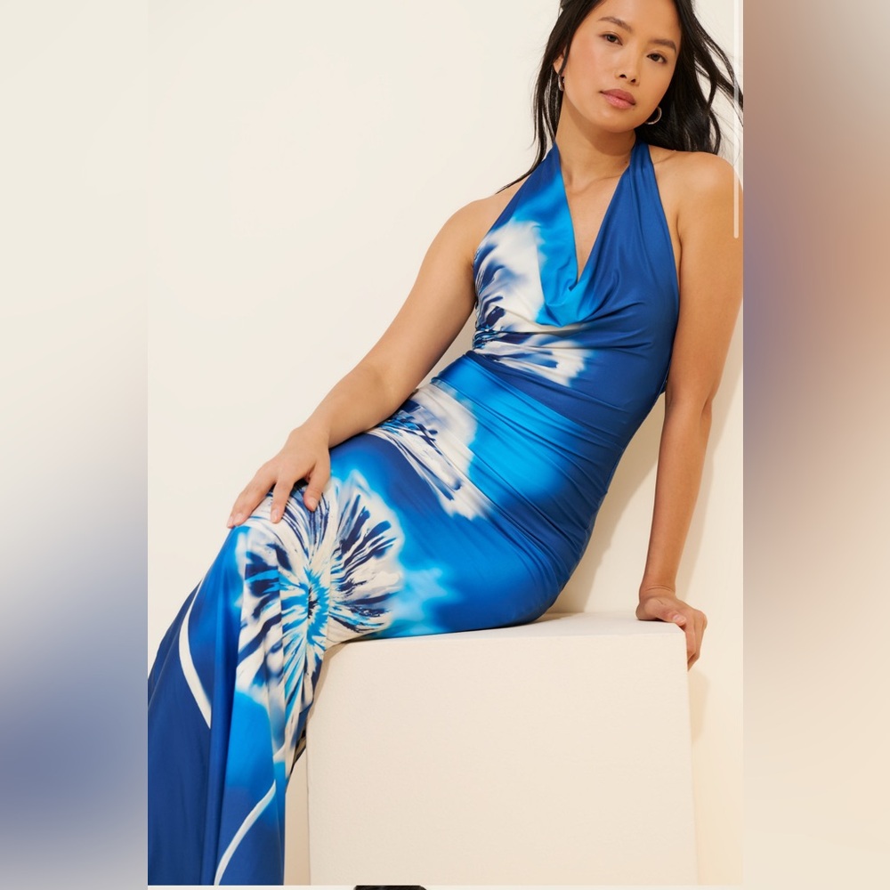 Especia Moonflower Cowl Neck Maxi Dress